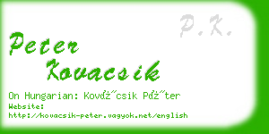 peter kovacsik business card